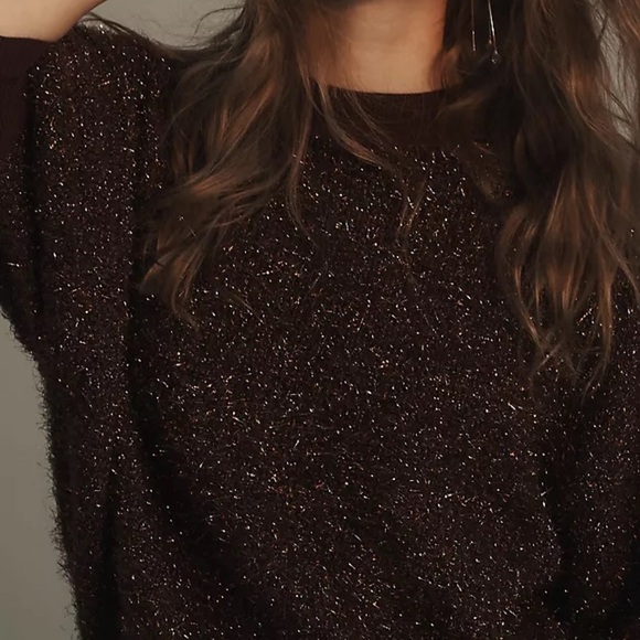 Anthropologie Maeve The Violetta Short-Sleeve Tinsel Sweater - Picture 2 of 4